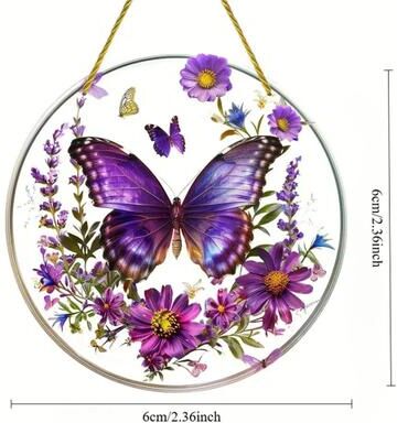 Inspire Select Cute Acrylic Bird & Flower Hanging Pendant 2D Flat Cartoon Ornament For Car, Window & Gift Decor 6