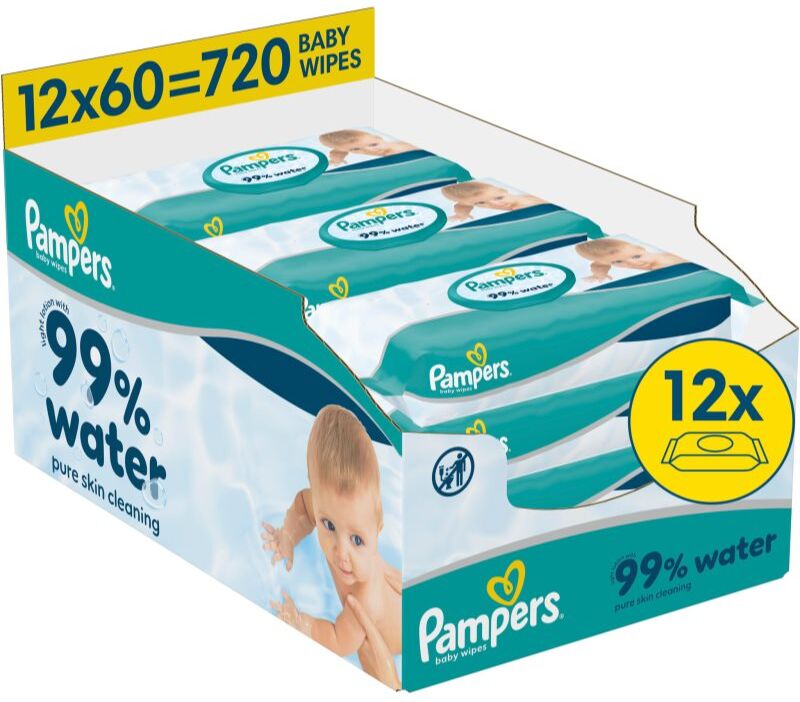 Pampers 99% Water Baby Wipes wet cleansing wipes for children 12x60 pc