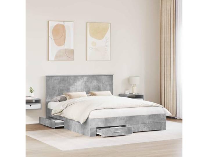 SKTQYQO Bett mit Stauraum, grau, 160 x 200 cm Holzkonstruktion, modernes Design mit Kopfteil, integrierter Behälter