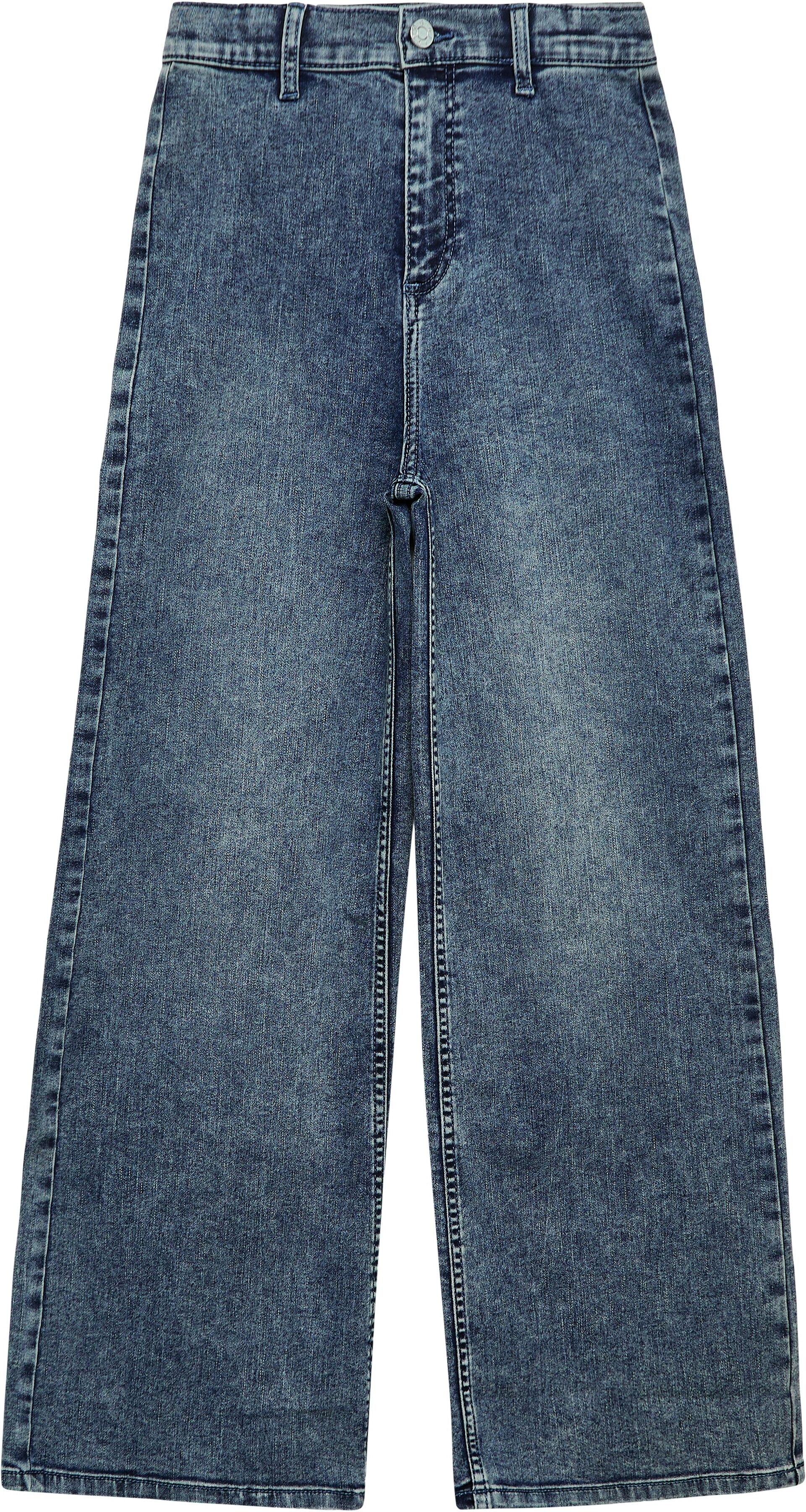Weite Jeans S.OLIVER JUNIOR, Mädchen, Gr. 152, N-Gr, blau, Denim/Jeans, Obermaterial: 79% Baumwolle, 20% Polyester, 1% Elasthan, weit knöchellang, Jeans Weite Jeans, mit Taschen