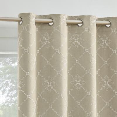 Sun Zero Adria Trellis Embroidered Total Blackout Grommet 1-Piece Curtain Panel, Single Panel