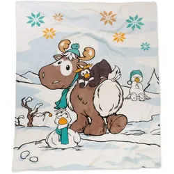 NICI Fleecedecke Rentier, Pinguin, Schneegans und Schneemann