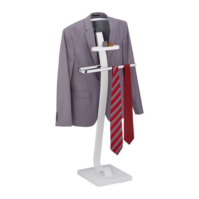 Relaxdays Dressboy voor pakken en broeken, wit/zilver