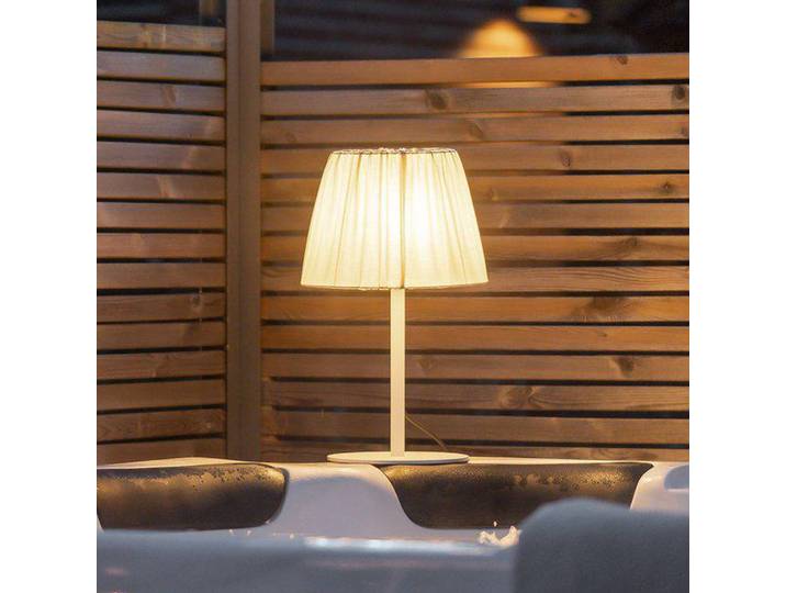 PR Home buiten tafellamp Agnar, wit / beige, 57 cm Agnar, wit / opaal, Textiel / Stof / Zijde