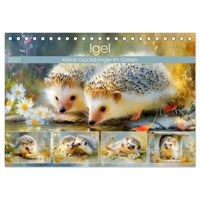 Igel. Kleine Glücksbringer im Garten (Tischkalender 2027 DIN A5 quer), CALVENDO Monatskalender