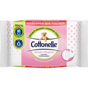 Cottonelle Feuchtes-Toilettenpapier Sensitiv Pflegend, parfümfrei und extra sanft, Duo Pack, 2x 42 Tücher, 2 Stück