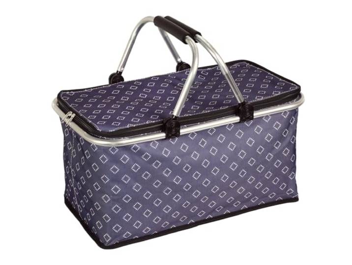KESPER Einkaufskorb blau mit Rauten, Polyester, 50 x 29 cm 19952 Zusammenfaltbar für eine platzsparende Aufbewahrung nach dem Einkauf