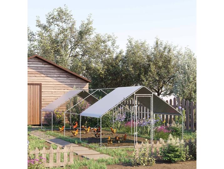 PawHut Enclos Extérieur 24m² Acier Galvanisé