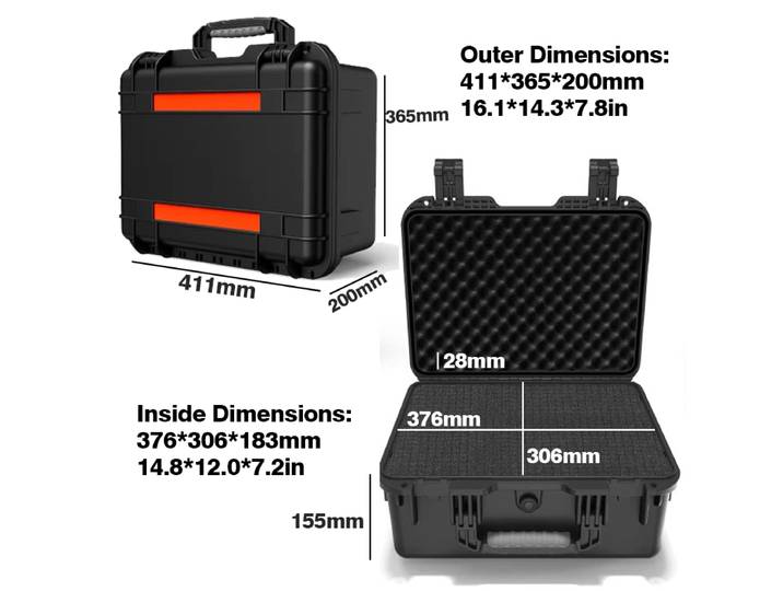 1pc Boîte à outils rigide étanche, coffret de rangement pour équipement, boîte à outils portable pour instruments et quincaillerie