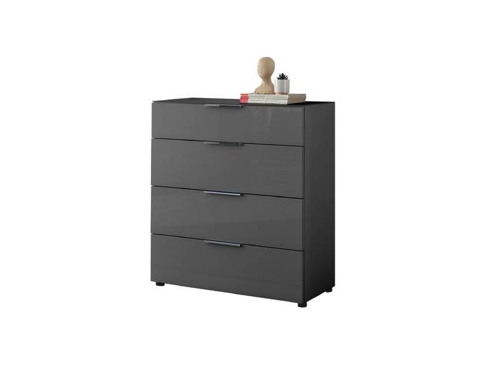 Kommode 4 Schubladen - anthrazit - Glasfront - 90 cm - SANTORIN