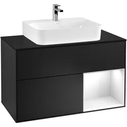 Villeroy & Boch Waschbeckenunterschrank Finion F12, 1000x603x501mm, Black Matt Lacquer, mit Beleuchtung und Push-to-open Funktion
