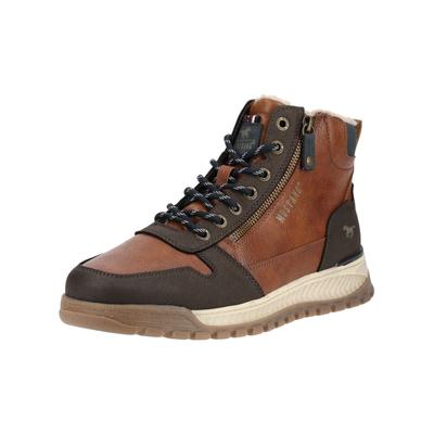 Schnürstiefelette MUSTANG SHOES "Mustang Shoes Stiefelette Lederimitat", Damen, Gr. 43, braun, Lederimitat, Schuhe Schnürstiefelette