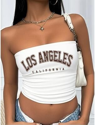 Daily Deals Depot California V Neck Slim Fit Graphic Tee For Women Summer Casual Top white s