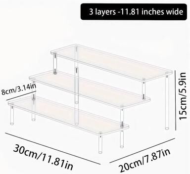 Uplift Treasures Acrylic Stepped Perfume Display Rack For Cosmetics And Decor transparent 3layers