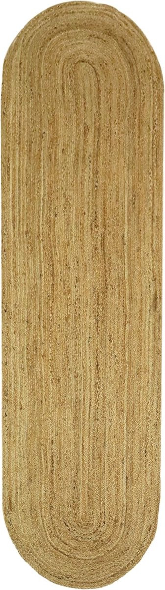 Handgeweven Jute Vloerkleed Oval Runner - Beige - 61 x 549 cm