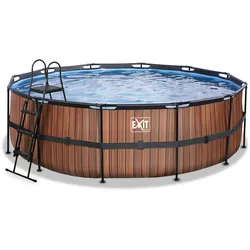 EXIT Frame Pool ø450x122cm mit Sandfilterpumpe - Holz Optik