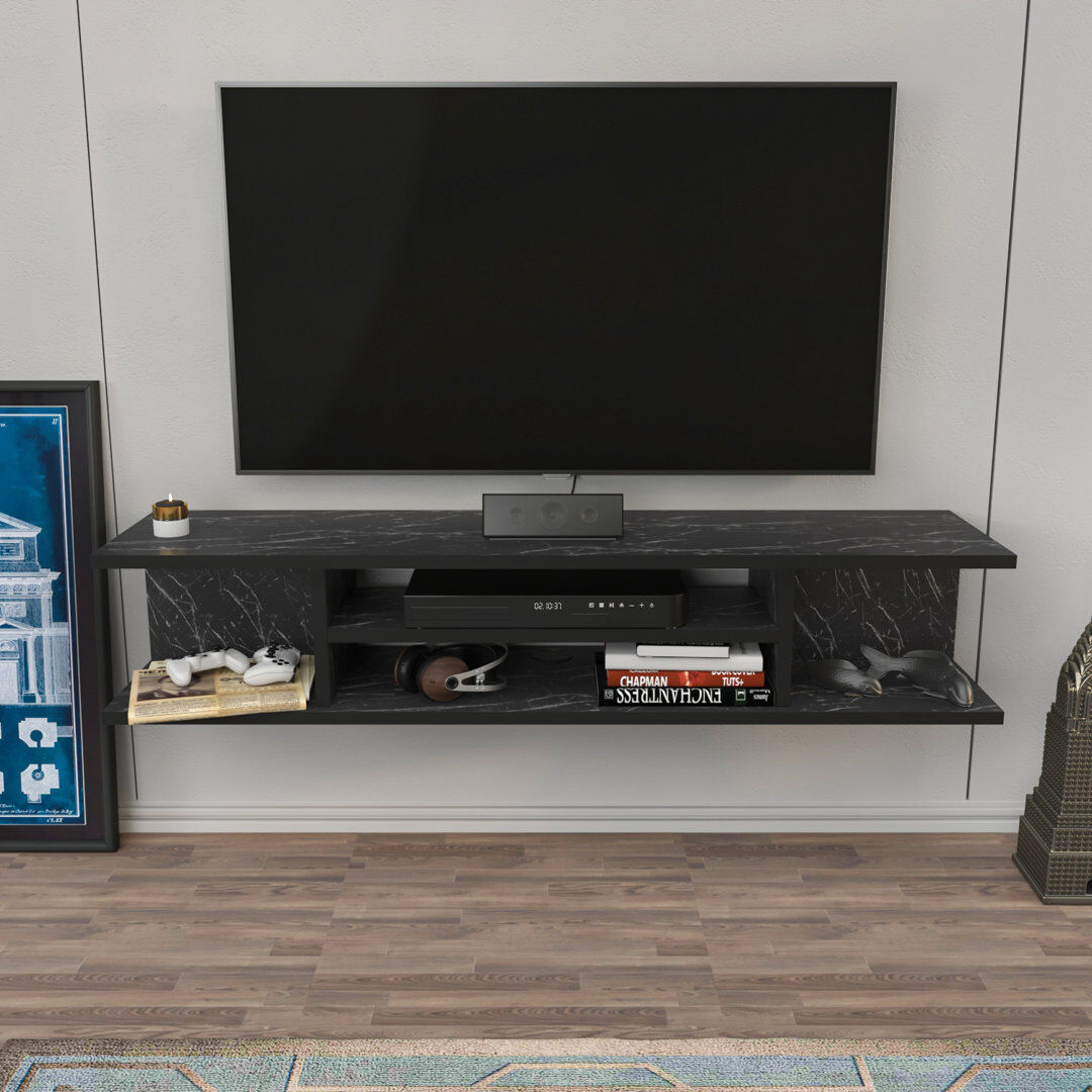 Blue Elephant Abbie-Jai TV Stand for TVs up to 51" Black Marble Effect 55"