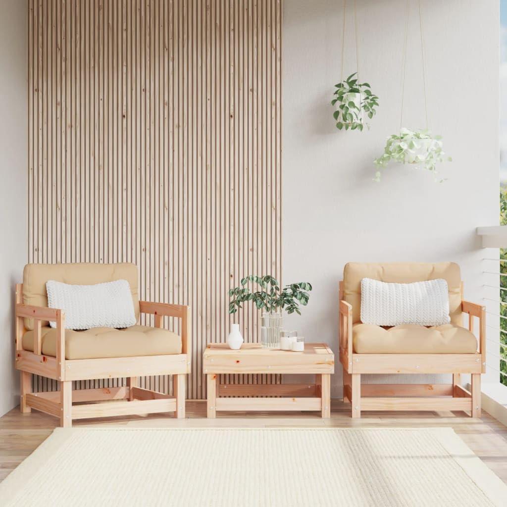 2 Gartenstühle aus massivem Kiefernholz mit Rücken- und Armlehnen, 64x61x62 cm, robustes Holzgestell, wetterfest für Balkon, Terrasse und Garten, mit Loungemöbeln erweiterbar