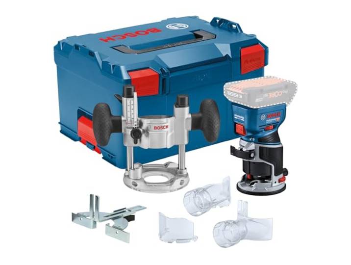Bosch PRO Affleureuse sans-fil GKF 18V-8 Affleureuse 18V fleuron de la gamme : puissance maximale\, très grande compatibilité accessoires et caractéristiques haut de