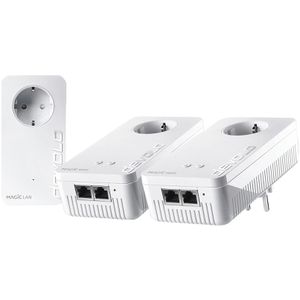 Devolo Powerline Magic 2 WiFi next Multiroom Kit, 8625, 07031, 3 Adapter, bis 2400 MBit/s, mit Steckdose und WLAN