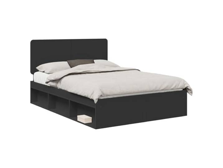 PUGYNBK Bettgestell Schwarz 160 x 200 cm Kiefer massiv Robustes Kopfteil, fester Lattenrost, stabiler Stand, einfache Reinigung