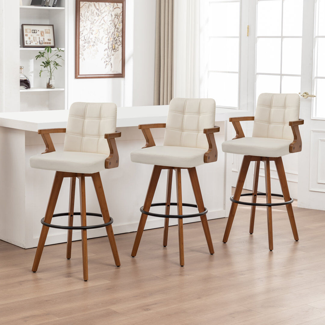 Blue Elephant Eastwood Swivel Bar Stool Beige Bar Stool (76.2cm Seat Height)