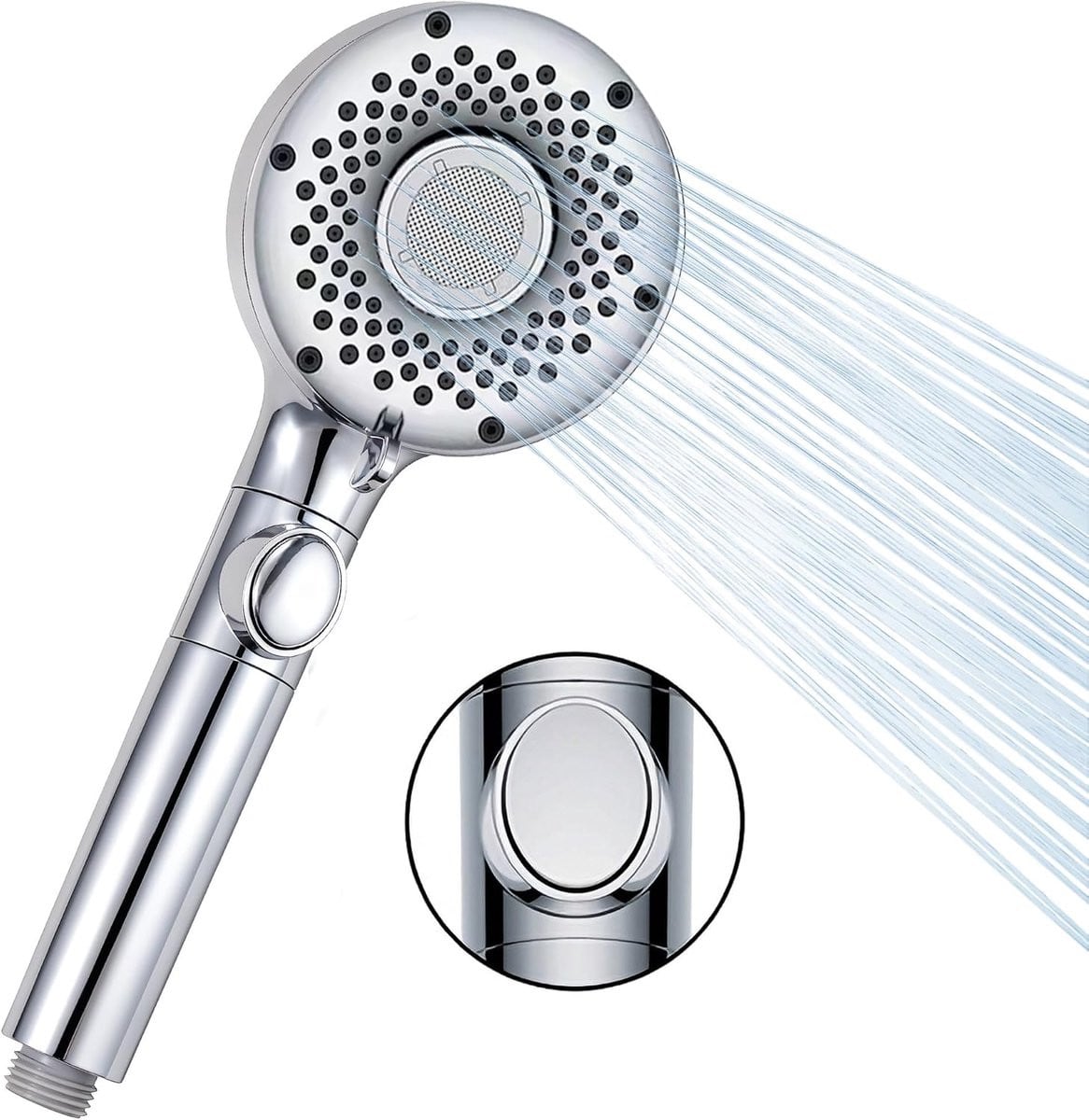 Waterbesparende handdouche met 6 straalsoorten