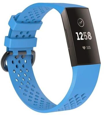 Everyday Crate Sport Silicone Watch Band For Fitbit Charge 3 Breathable Adjustable Replacement Strap sky Blue