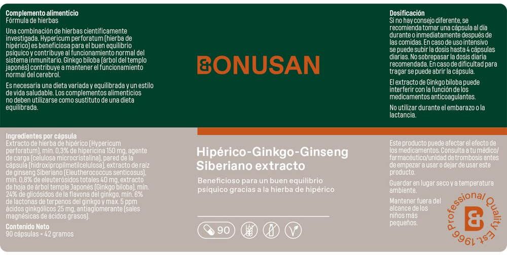 Bonusan Hyperico ginkgo ginseng 90 caps