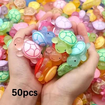 Uplifted Goods Mini Luminous Turtle Ornaments Set For Home Decor And Kids Toys 50pcs