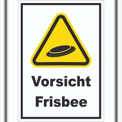 HB-Druck Vorsicht Frisbee Aufkleber A5 (148x210mm)