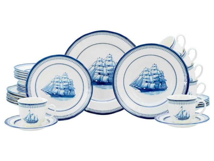 creaTable Kombiservice 30-tlg SEGELSCHIFF, blau, Steingut