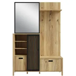 FORTE Kompaktgarderobe Jytana Holzoptik Braun Eiche