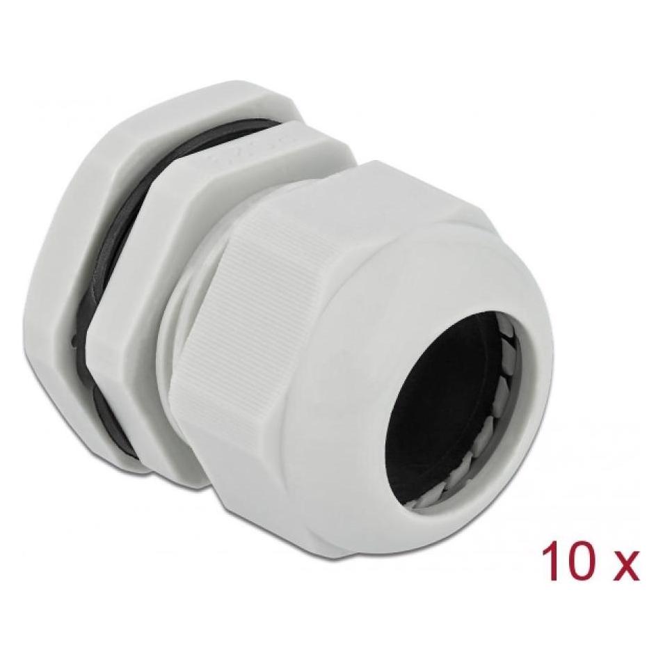 Delock Kabelverschraubung PG29, 42mm, 10 Stück, Grau (60227)