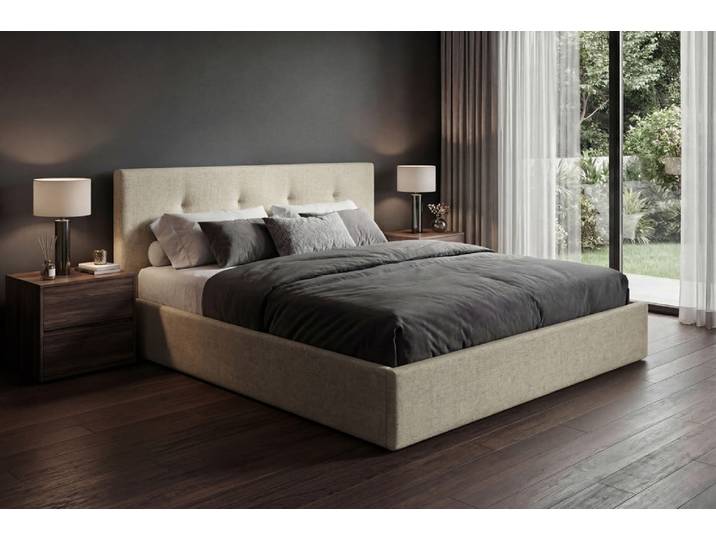 Designer Polsterbett Alva in Samt mit Stauraum - 160x200 - Grau - Luxusbetten24