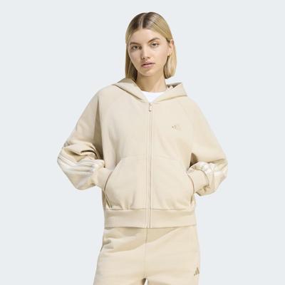 Kapuzensweatshirt ADIDAS SPORTSWEAR "ADIDAS KIT 3-STREIFEN", Damen, Gr. M, crystal linen, sanftes weiß, Obermaterial: 100% Baumwolle, normal, Rundhals, angesetztes Bündchen, Sweatshirts, Schwere Premium-Qualität, robuste Stoffstruktur