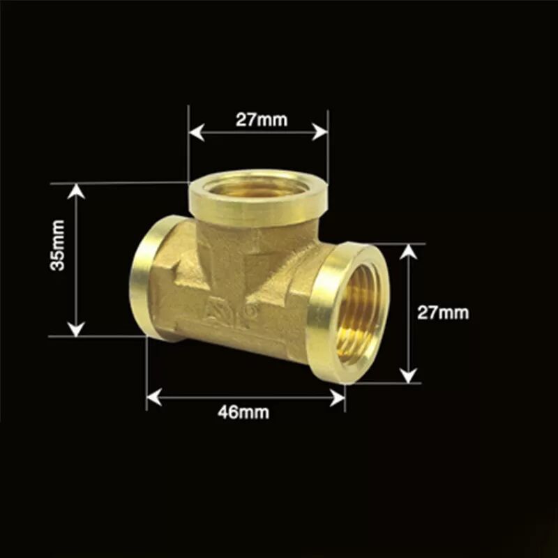 INF Raccord en T en laiton 1/2" mâle pour tuyaux d'eau