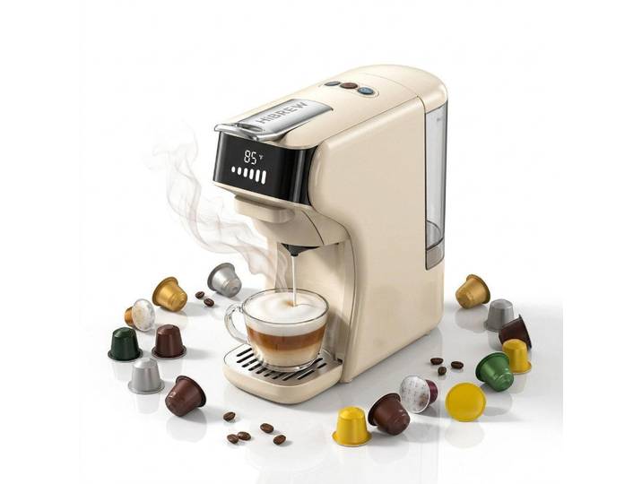 Gisaae Filterkaffeemaschine 6-in-1 20 Bar Edelstahlfilter Espresso-Extraktion, Beige, Metall, 600 ml, 11x26x26 cm, Kochgeschirr, Küchengeräte, Kaffeemaschinen & Milchschäumer