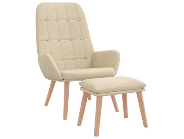 HAQWRDQSG Relaxsessel mit Hocker Loungesessel Polstersessel Creme Ergonomischer Sesselsatz mit Fussstuetze fuer Wohnzimmer und Schlafzimmer, aufgebaut auf robustem Sperrholz und Metall.