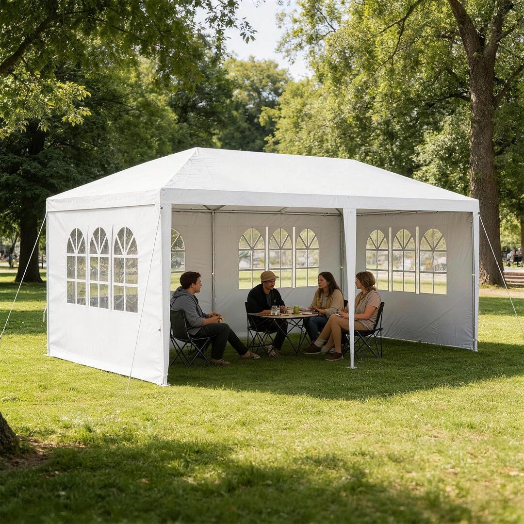 YEATHOR Gazebo Canopy Tent with 4 Removable Sidewalls & Carry Bag Heavy Duty Metal Frame Portable Party Tent Event Shelter for Camping Beach Party Wedding Fes White 3x6m