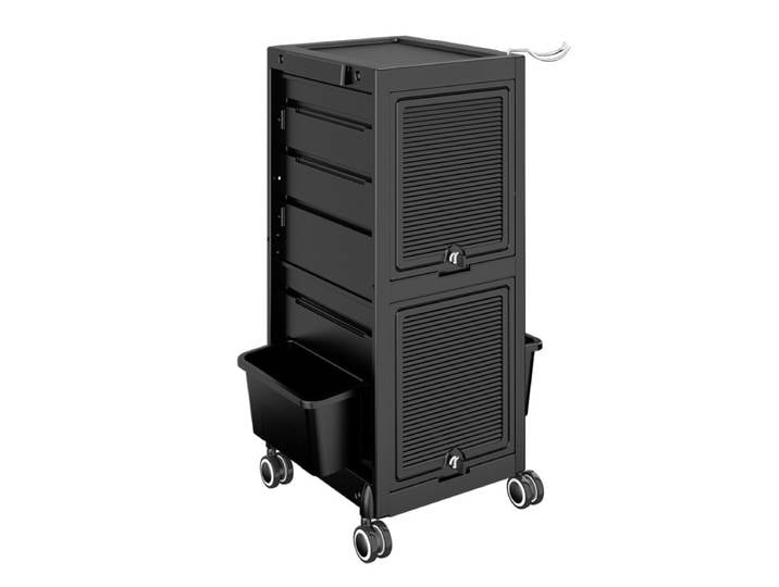 Chariot de Salon verrouillable, organisateur d'outils avec serrures pour Stations de styliste, chariot à outils roulant noir, coiffeur de sécurité