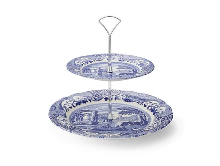 Portmeirion Home & Gifts Spode Support à gâteau italien 2 étages Bleu