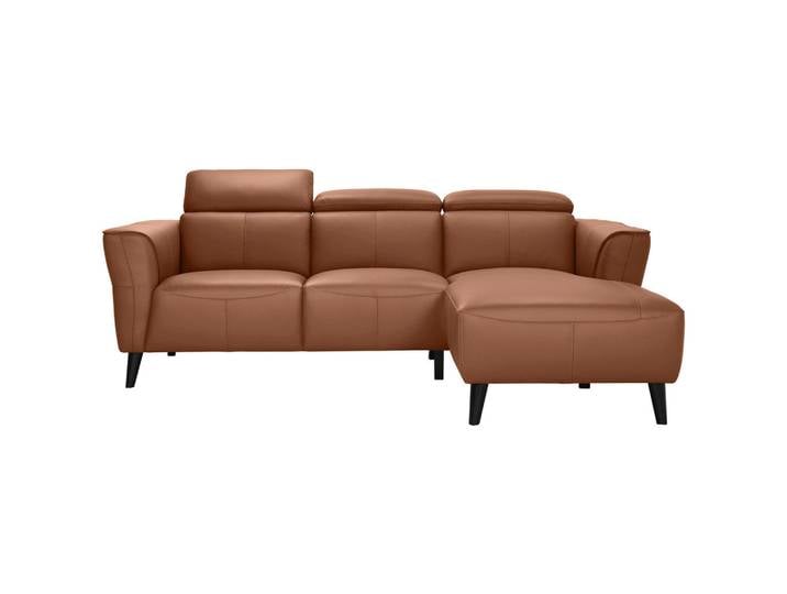 P & B Ecksofa, Cognac, Echtleder, Büffelleder, 223x173 cm, Wohnzimmer, Sofas & Couches, Sofas, Ledersofas