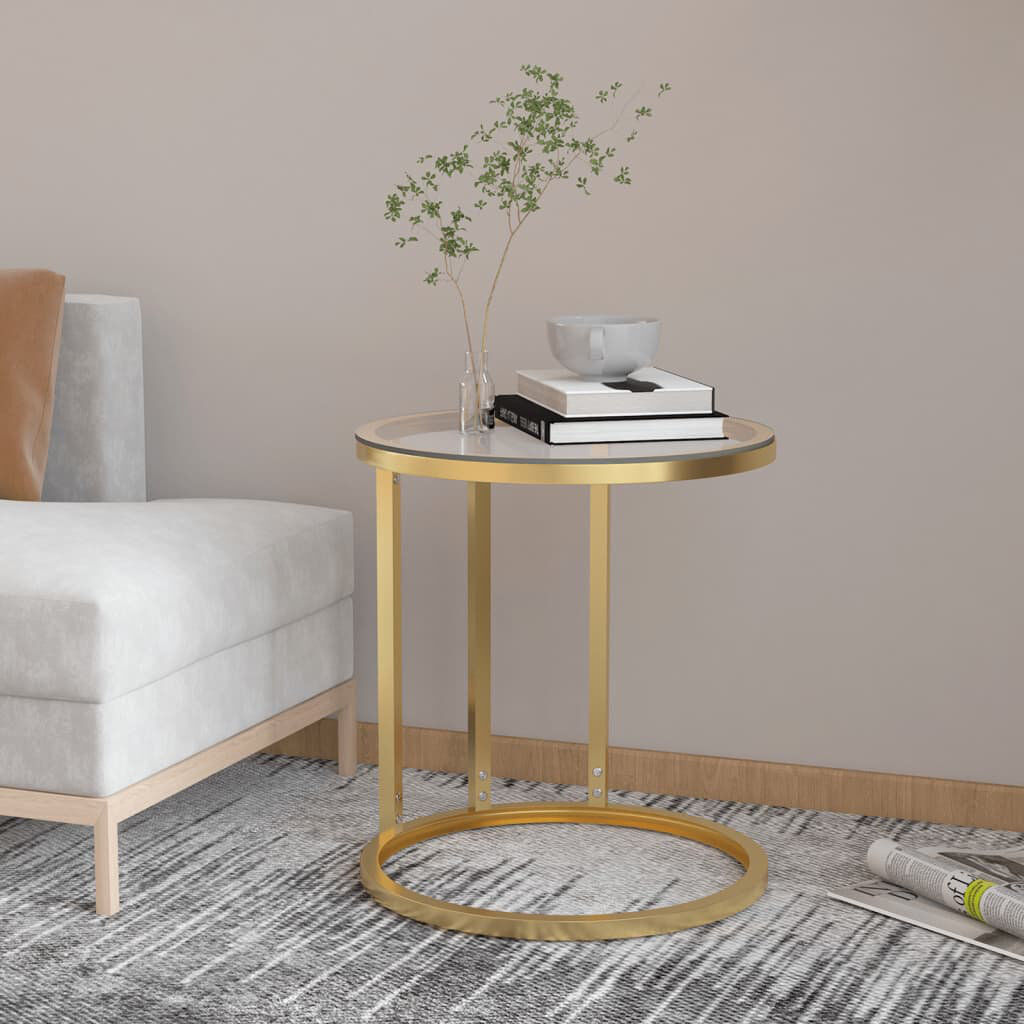 Canora Grey Shelburn Glass Top Round Side Table Clear 58cm H X 45cm W