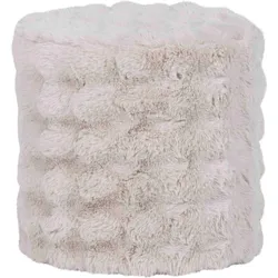 Hocker Olven aus flauschigem Stoff, modern gepolstert, rund, Natur, 46 x 46 x 46 cm