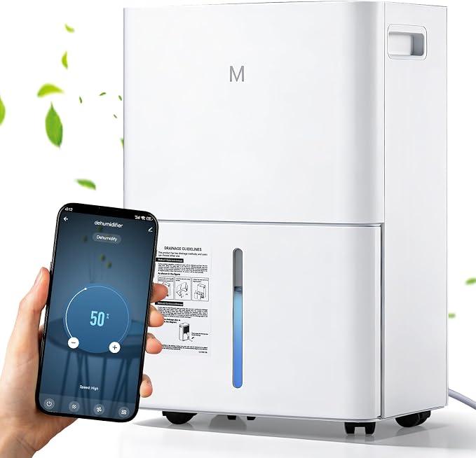 Luftentfeuchter 15 l/Tag, smarte App-/Panel-Steuerung | 24-Stunden-Timer, 3 Modi, mit Ablaufschlauch und Tank für Zuhause und Keller