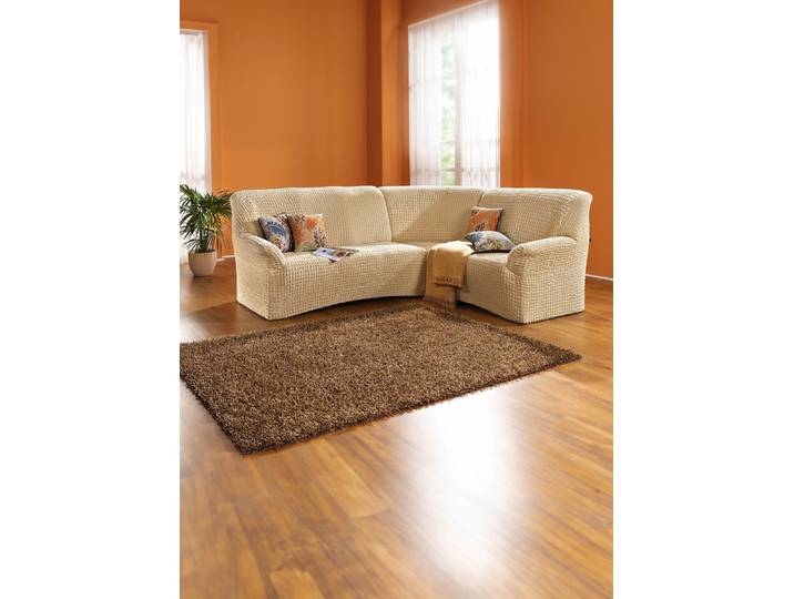 Bi-elastische Stretchbezüge, Creme, Größe 104 (Eckbezug)