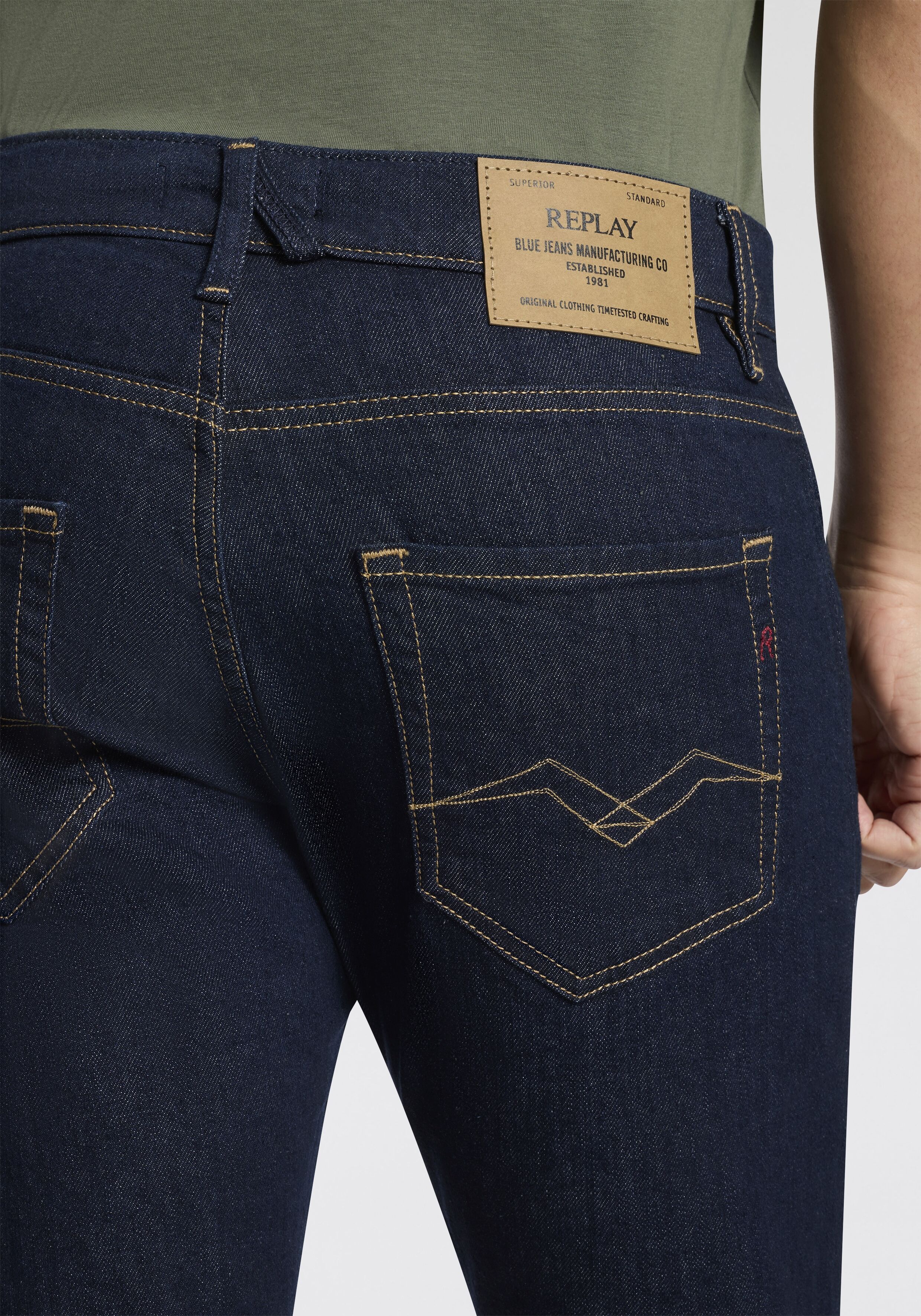 Slim-fit-Jeans REPLAY "MICKYM", Herren, Gr. 36, Länge 34, dunkelblau m1df07a, Denim/Jeans, Obermaterial: 99% Baumwolle, 1% Elasthan, slim fit normal, Jeans Slim-fit-Jeans, Tapered, 5-Pocket-Stil