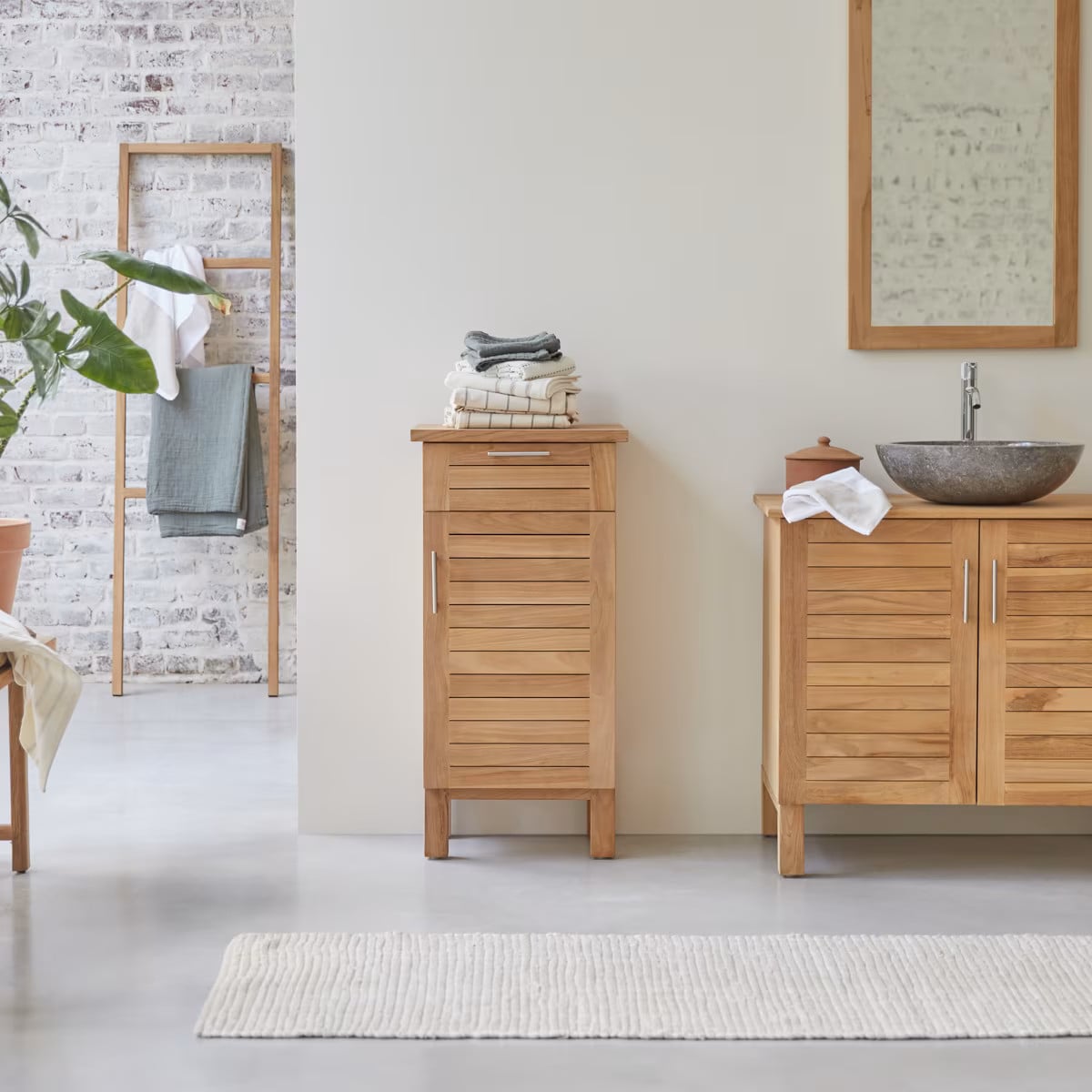 Tikamoon Massief Teakhouten Onderkast Soho - Bruin - B: 90 cm, H: 45 cm, D: 36 cm