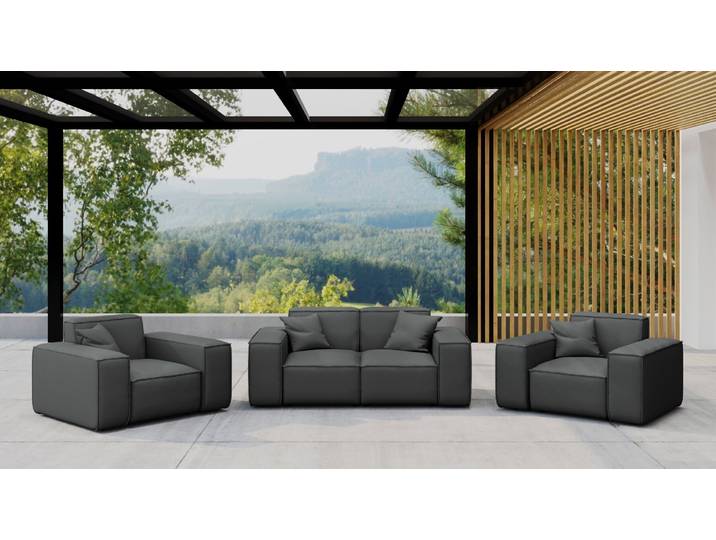 Kaiser Möbel Gartenmöbel-Set 2 1 1 für Garten, Terrasse, Gartenmöbel, MALIBU Lounge-Set, gemütlich und komfortabel Anthrazit